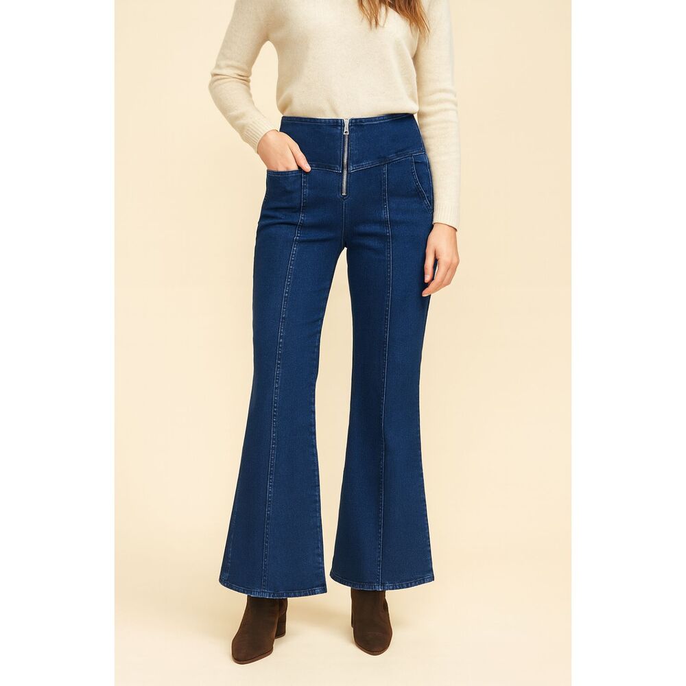 PILCRO Blue Wide Leg Denim Zip Up Jeans Pants Women's Size 28